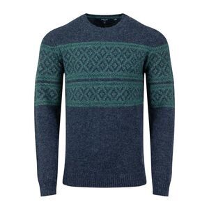 Weird Fish Mens Wicklow Fair Isle Crew Neck Sweatshirt / Navy